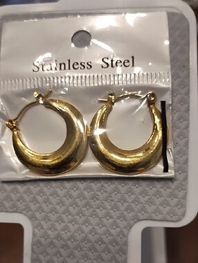 Gold Crescent Hoop Earrings